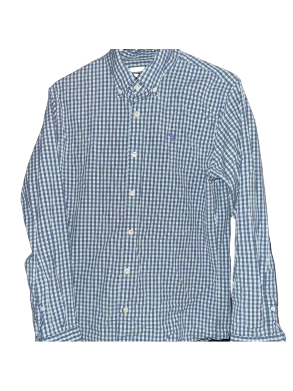 Abercrombie & Fitch blue/white gingham plaid button-up long sleeve shirt size S